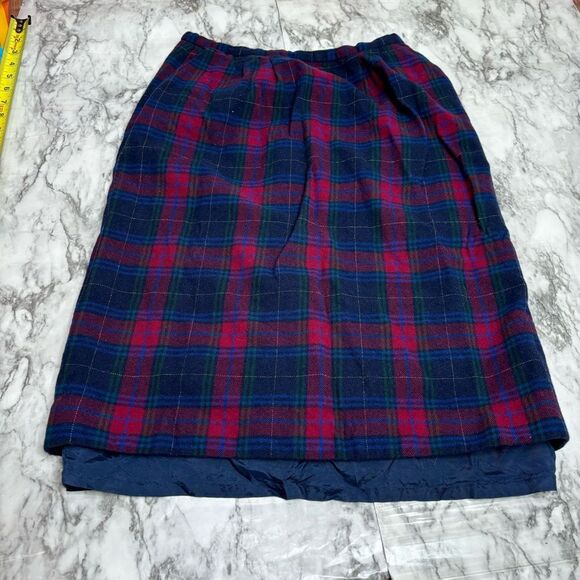 Pendleton Dresses & Skirts - Pendleton vintage plaid Skirt pure Wool navy red blue 26 waist Flaw- liner